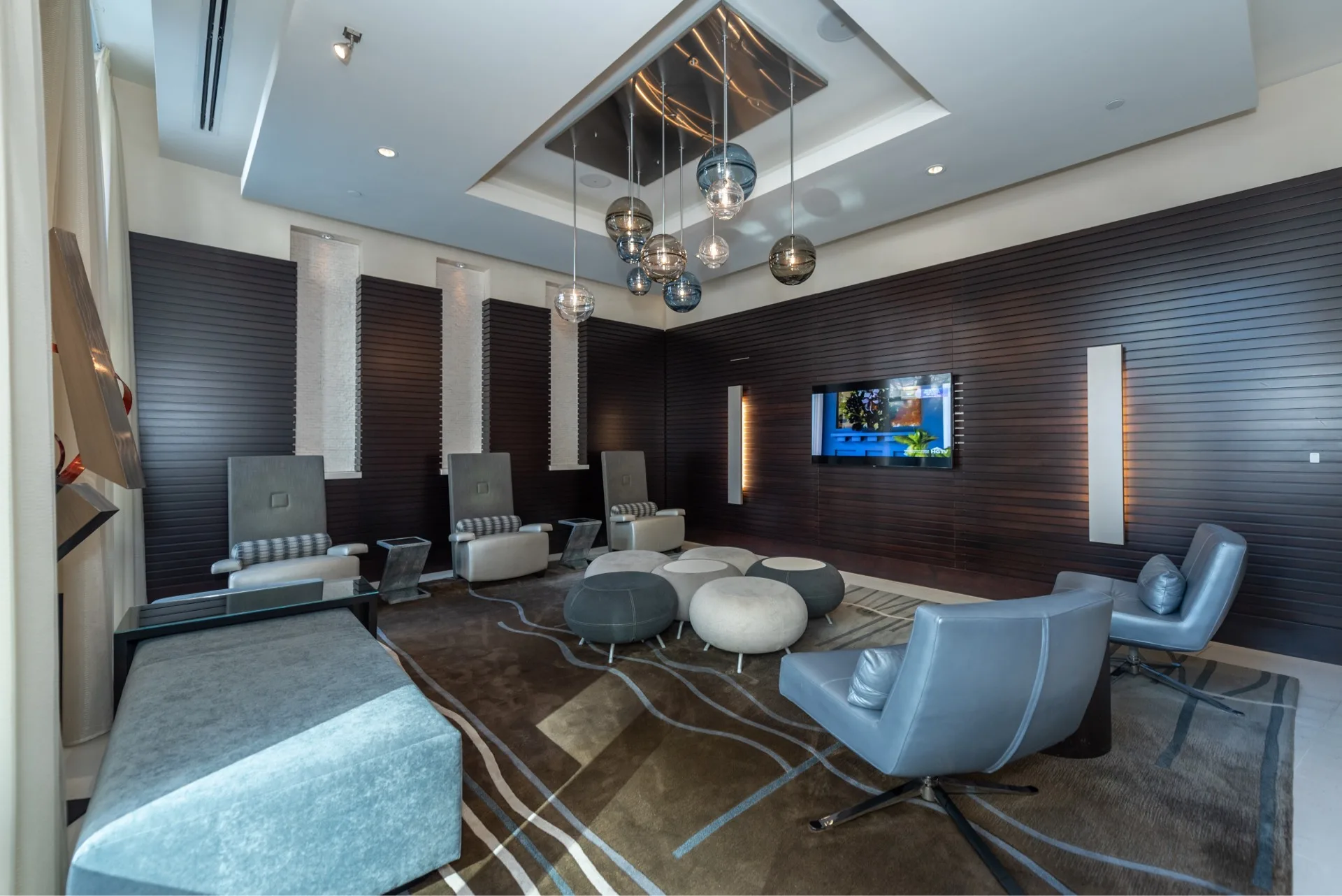 Slate lobby with tall windows