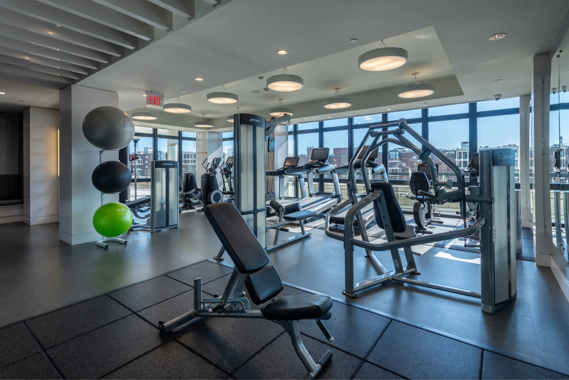 Well lit fitness center