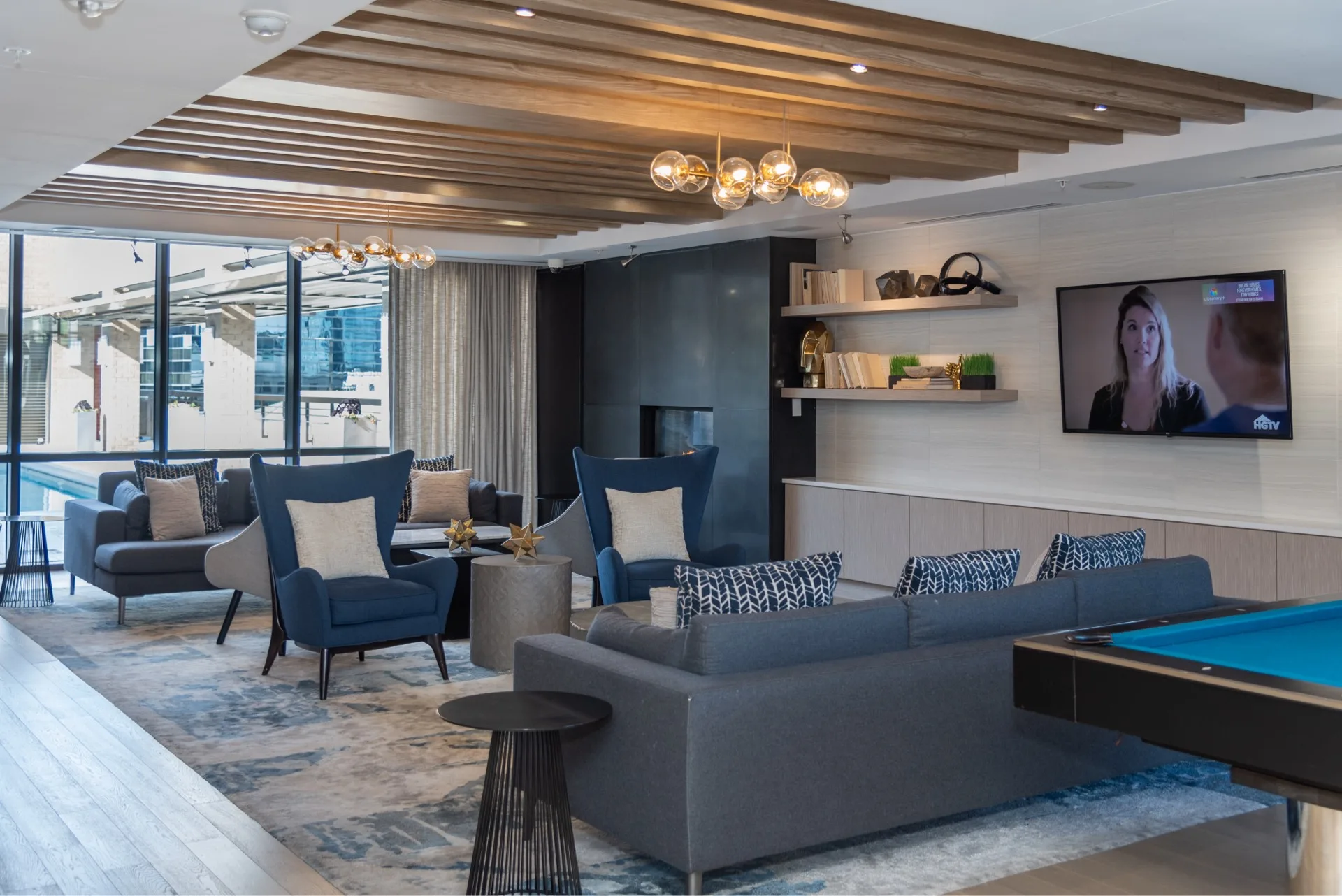 Spacious rooftop lounge