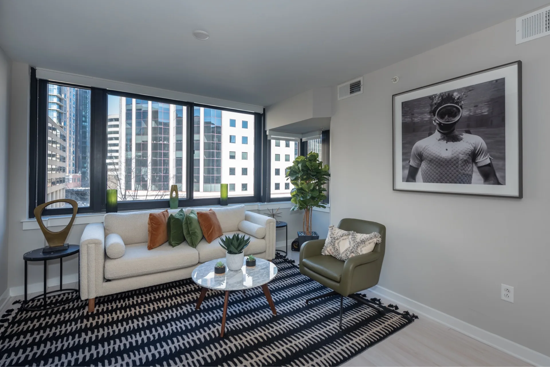 Large windows in living room