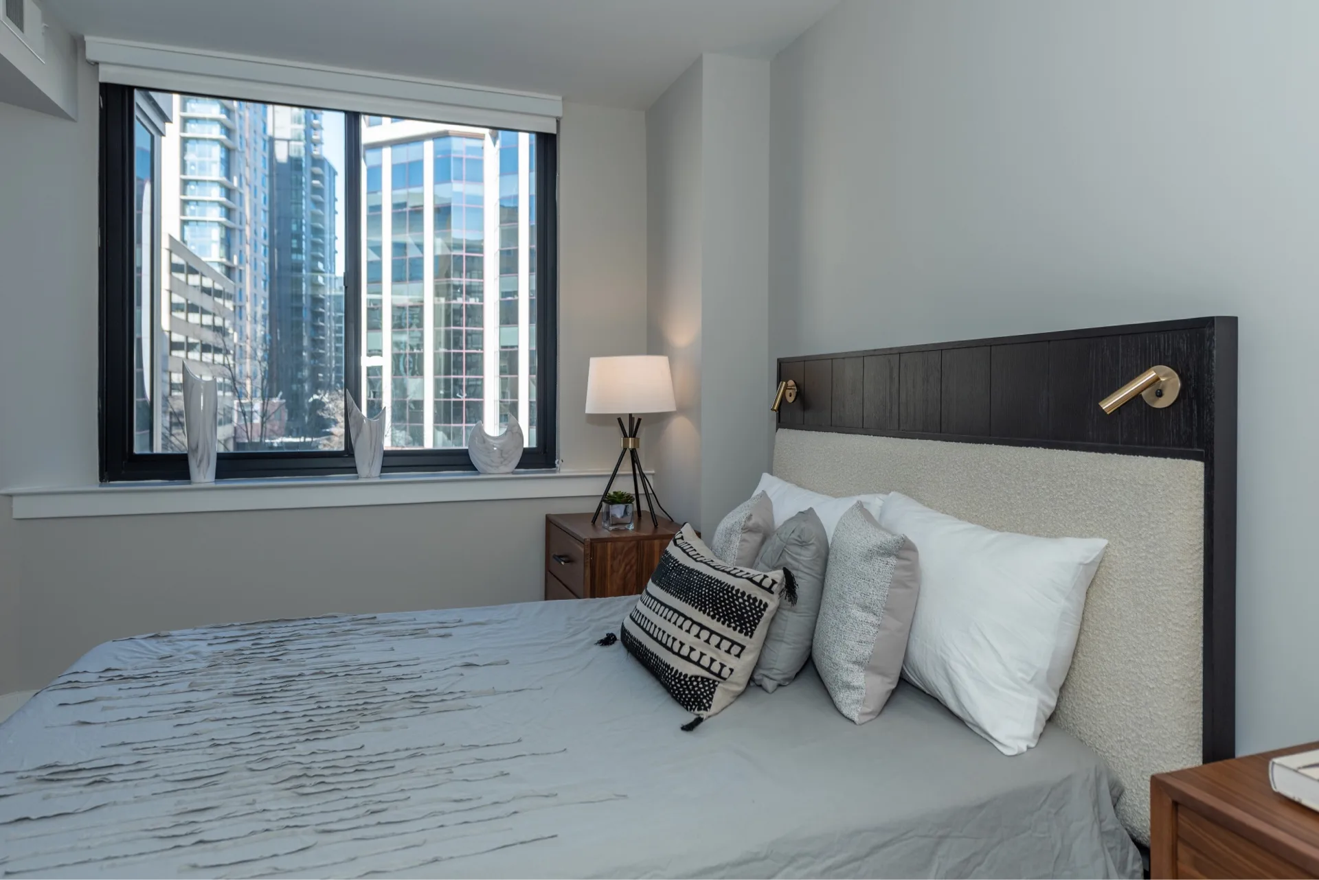 Bedroom with tall windows