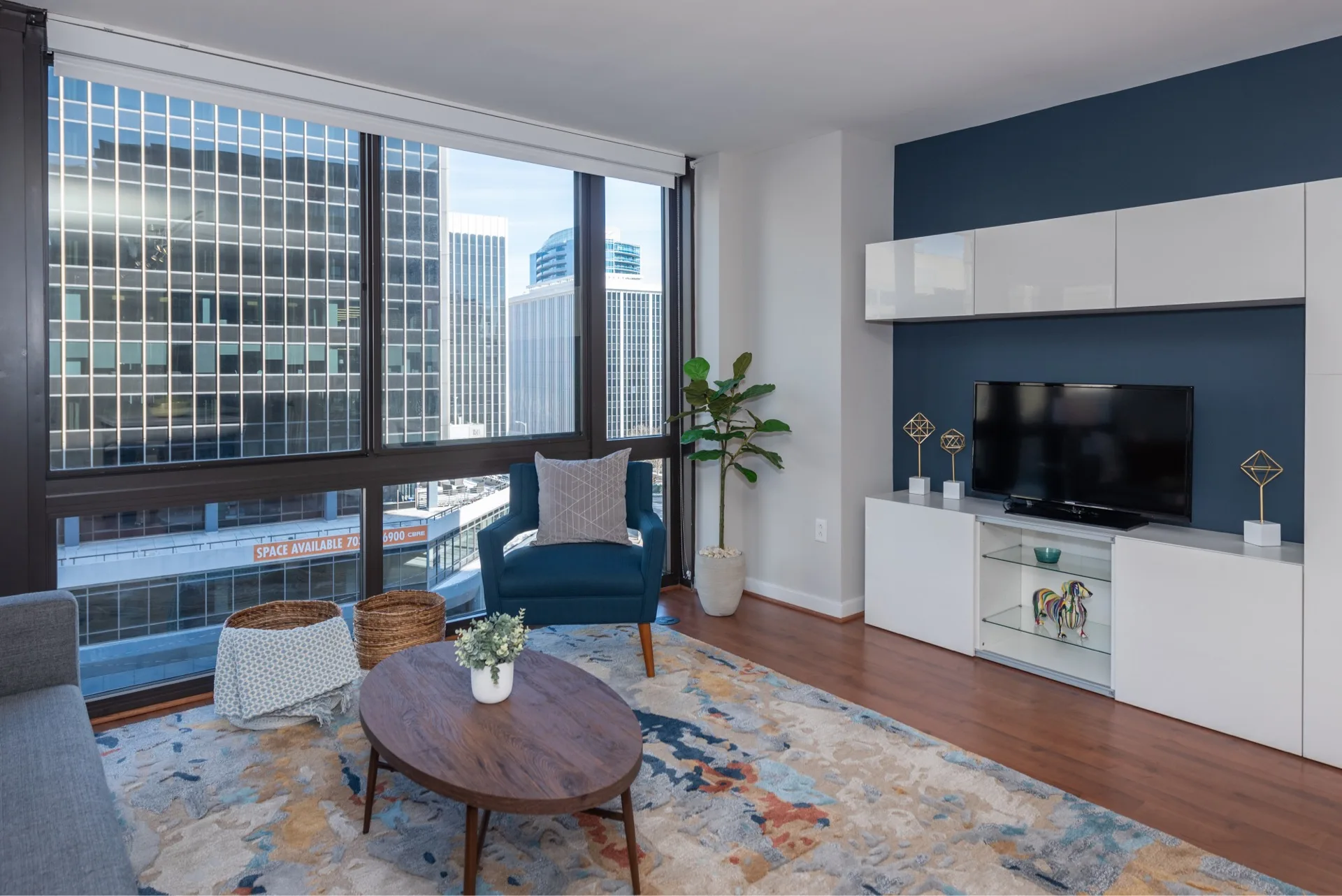 Window views of the Arlington skyline